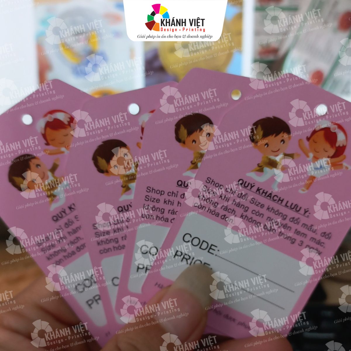 Tag quần áo hồng cute