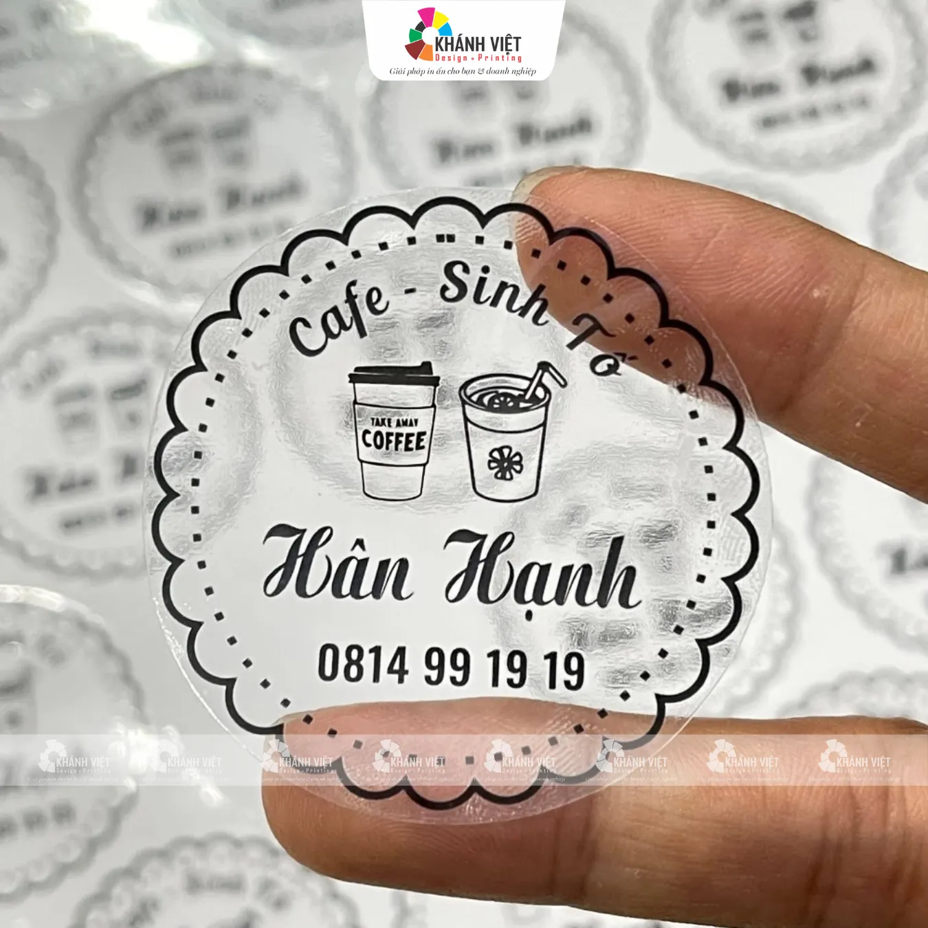 In tem dán ly cafe decal trong