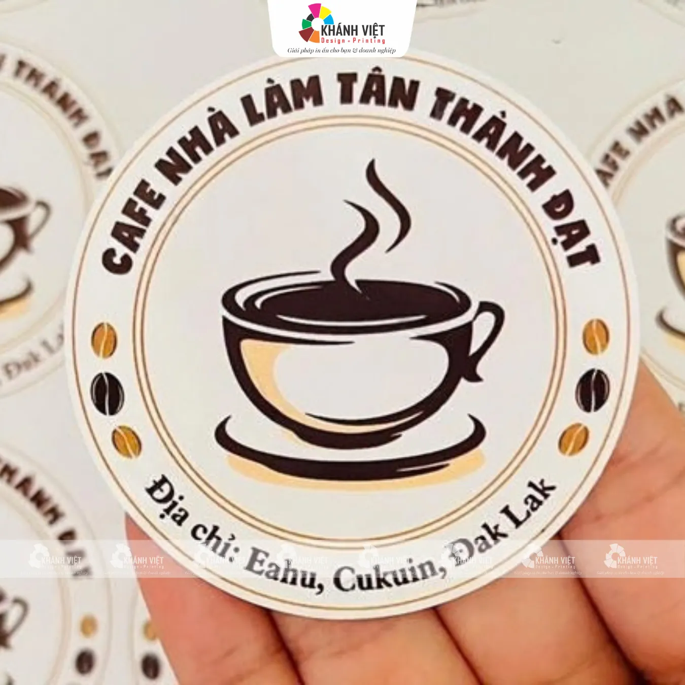 Mẫu tem nhựa sữa dán ly cafe