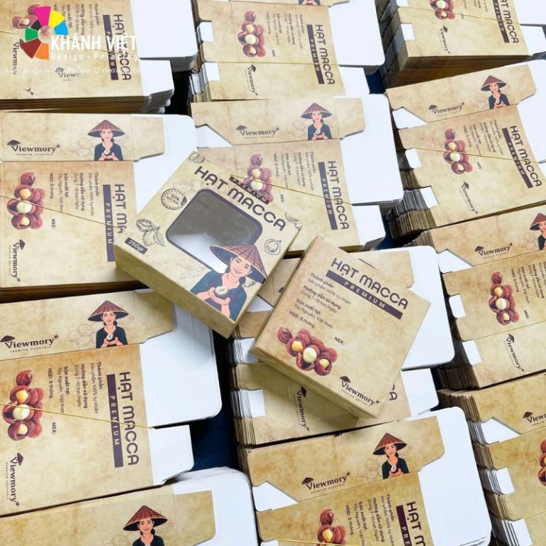 In Hộp Giấy Đựng Hạt Macca Đẹp, Thiết Kế Free Theo Yêu Cầu