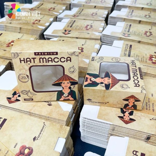 In Hộp Giấy Đựng Hạt Macca Đẹp, Thiết Kế Free Theo Yêu Cầu