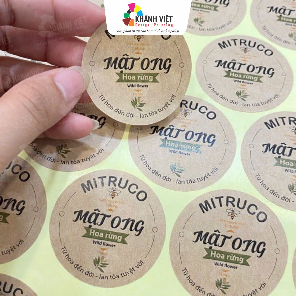 Tem dán mật ong hình tròn