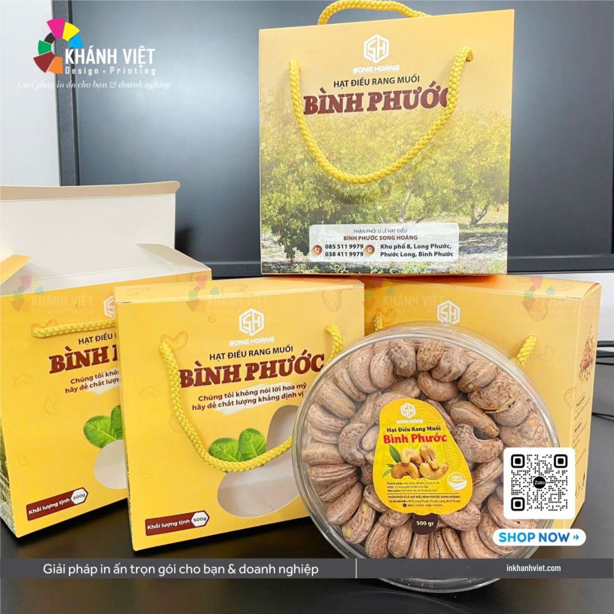 Hộp giấy đựng hạt điều đẹp