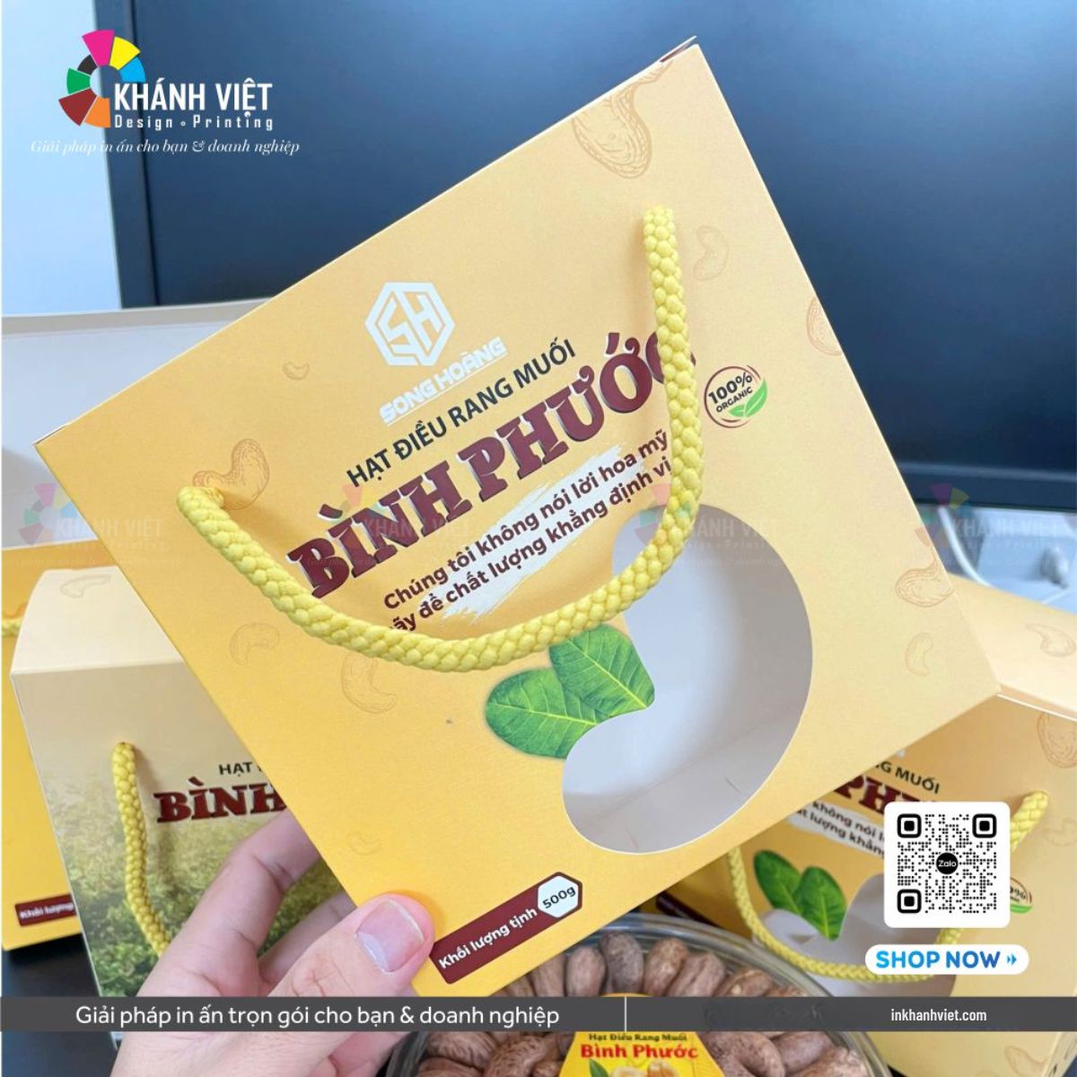 Hộp hạt điều có quai xách
