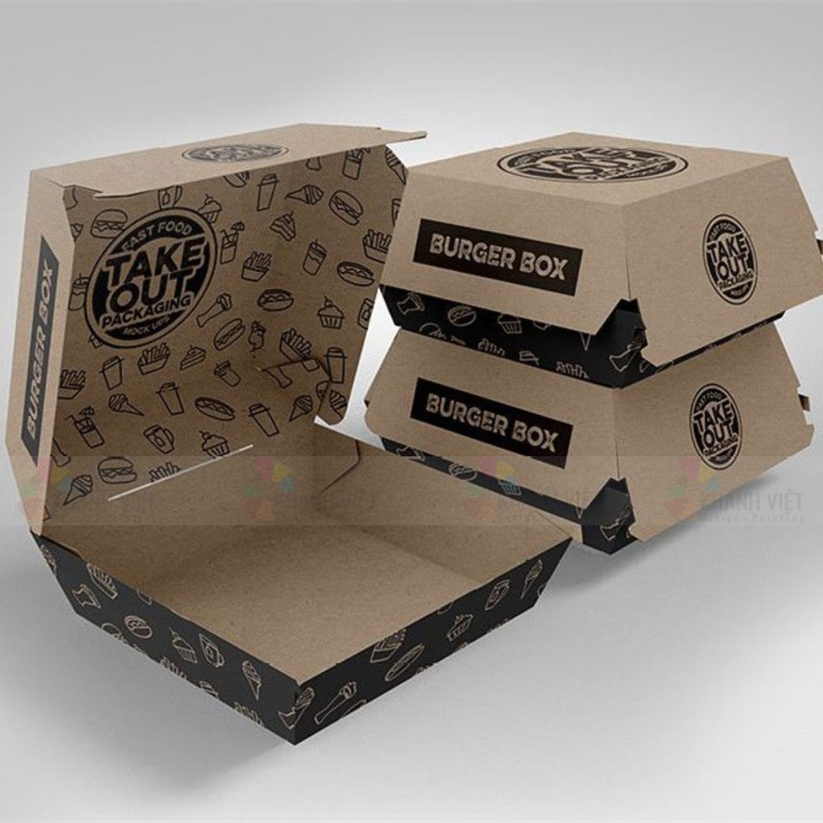 Hộp Kraft đựng bánh hamburger