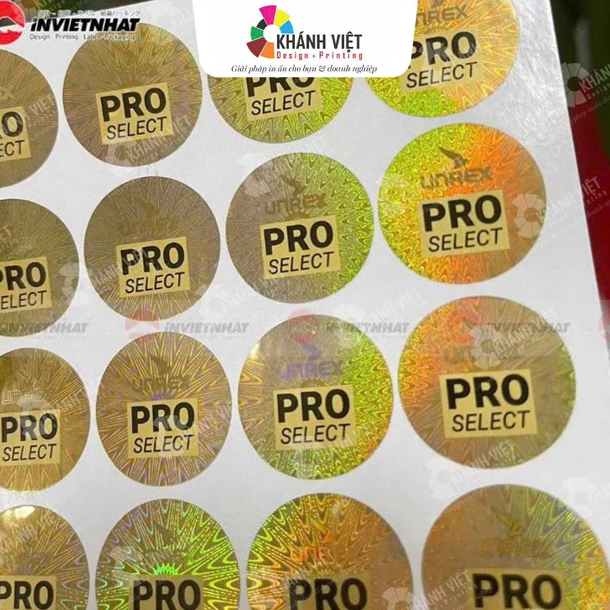 In decal 7 màu từ hologram nền vàng