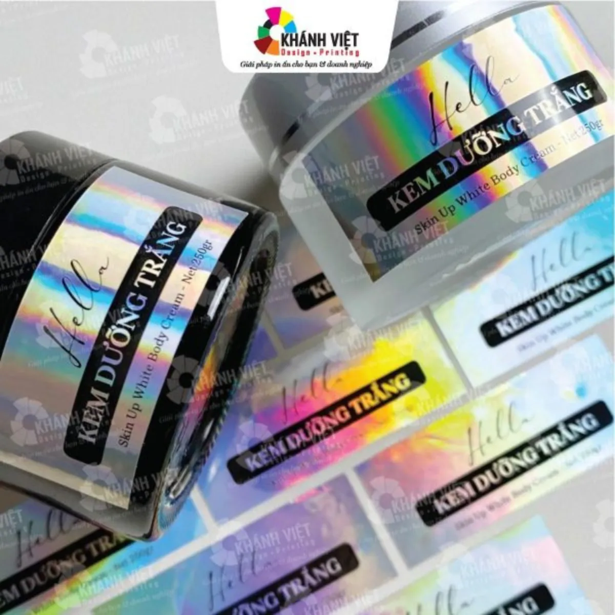 Mẫu tem nhãn mỹ phẩm decal xi bạc cao cấp