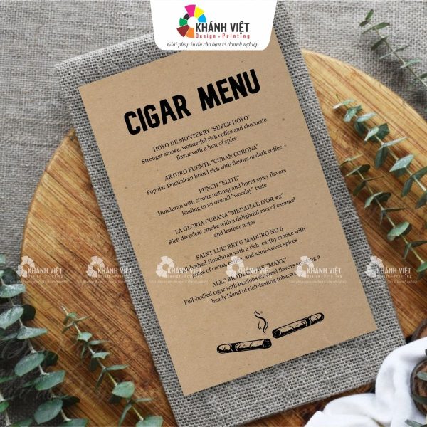 In Menu Giấy Kraft Theo Yêu Cầu, Thiết Kế Vintage Miễn Phí