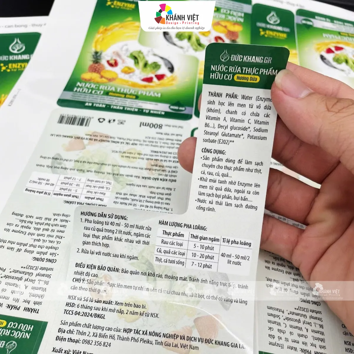 Gia công cán bóng sau in tem nhãn dán chai lọ
