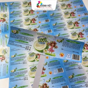 Tem dán chai nước rau câu đẹp, chất lượng