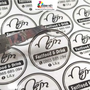 Logo tròn bằng decal nhựa trong