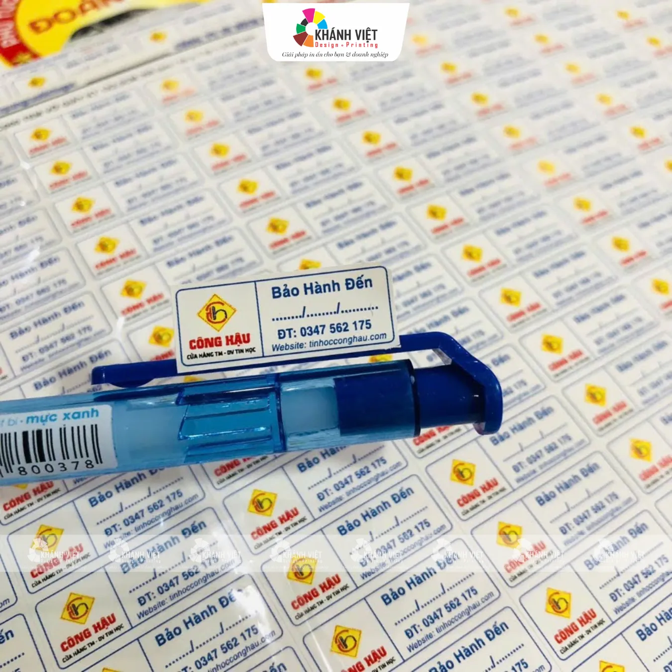 Mẫu tem bảo hành decal vỡ hình chữ nhật