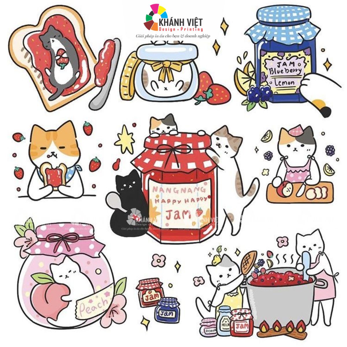 Sticker mèo đáng yêu, cute