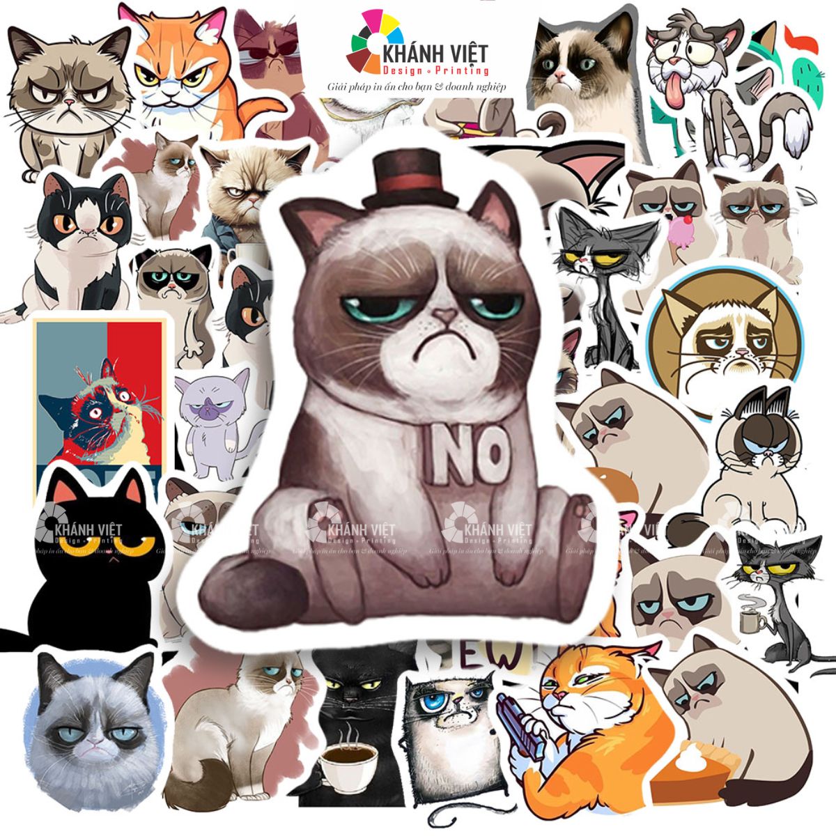 Sticker mèo mếu máo
