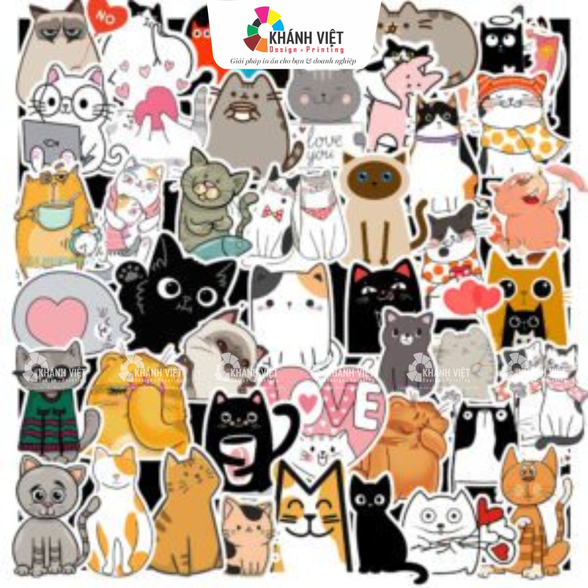 Sticker mèo đáng yêu, cute