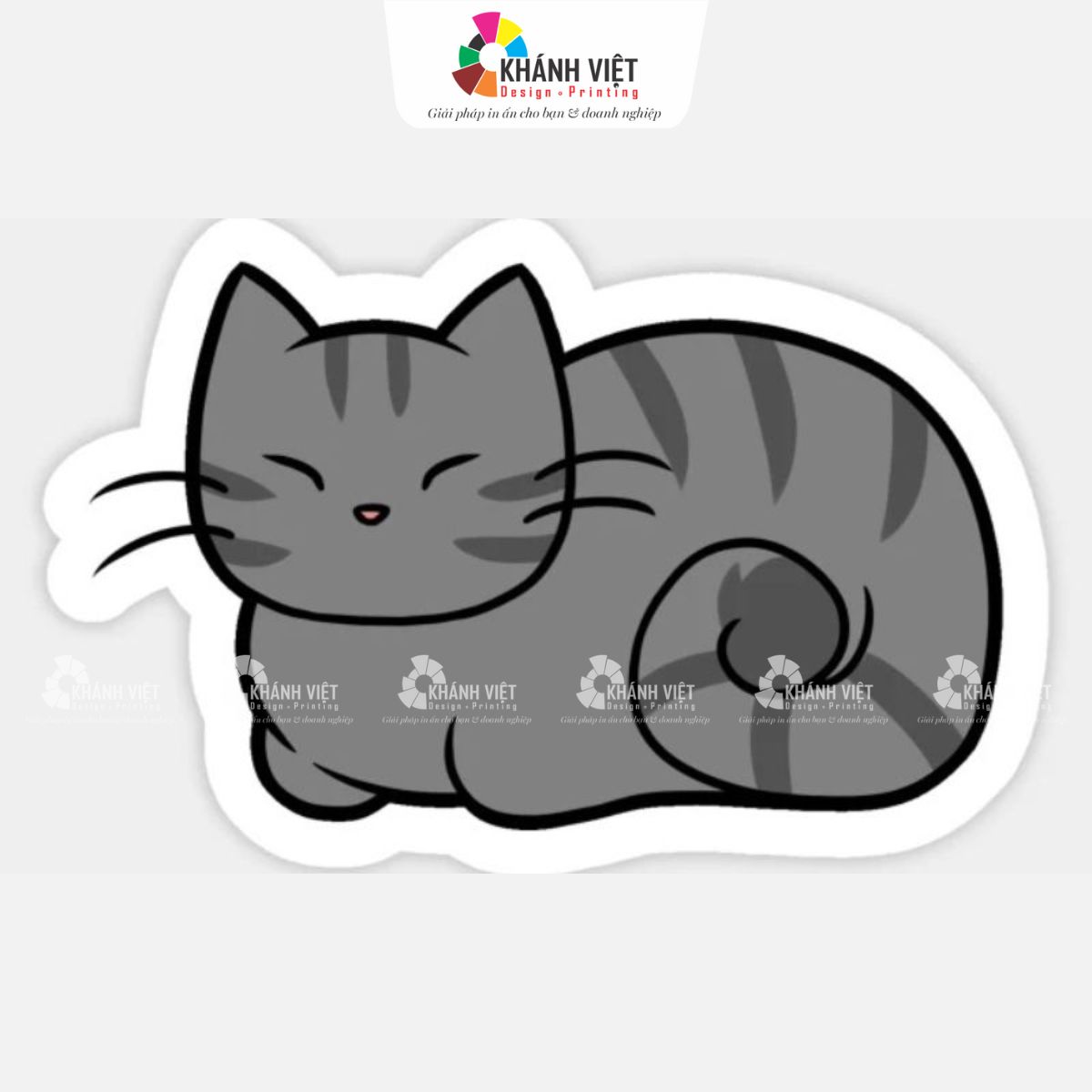 Sticker mèo xám dễ thương