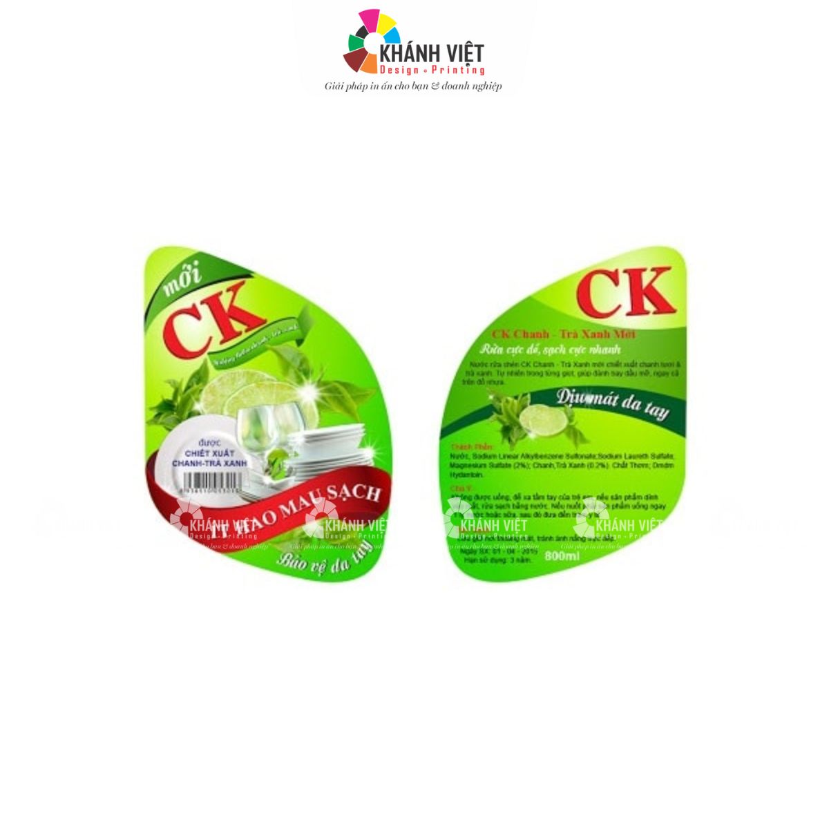 Tem dán chai nước rửa chén đẹp, chuyên nghiệp - 3