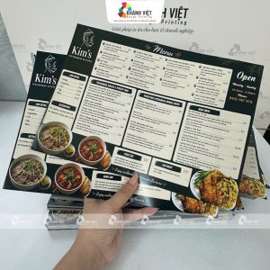 Menu giấy ép plastic 2 mặt - Mẫu 1