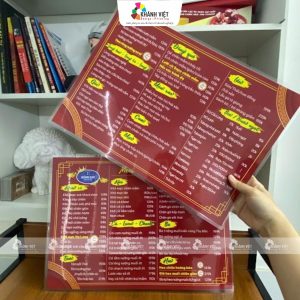 Menu giấy ép plastic 2 mặt - Mẫu 10