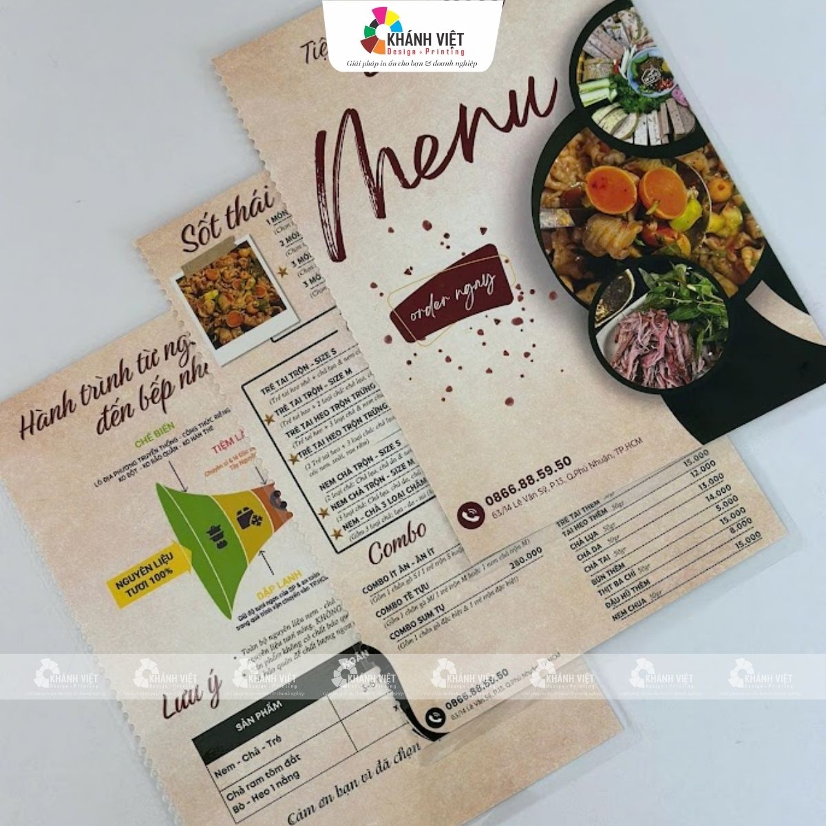 Menu giấy ép plastic 2 mặt - Mẫu 17