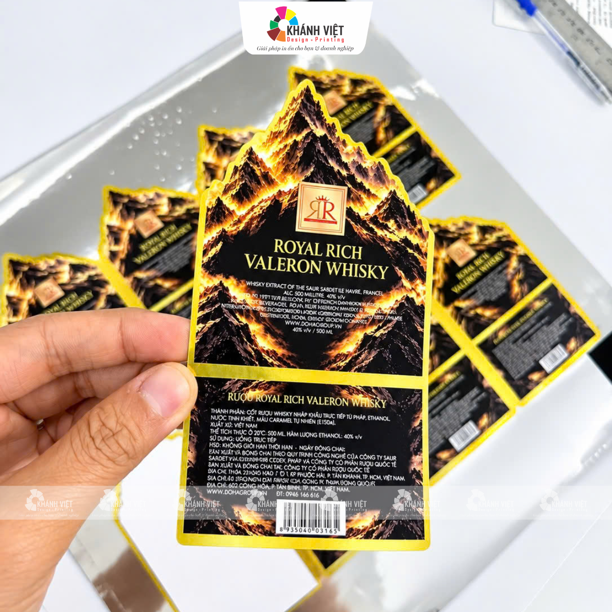 In decal 2 mặt cho rượu nhập khẩu