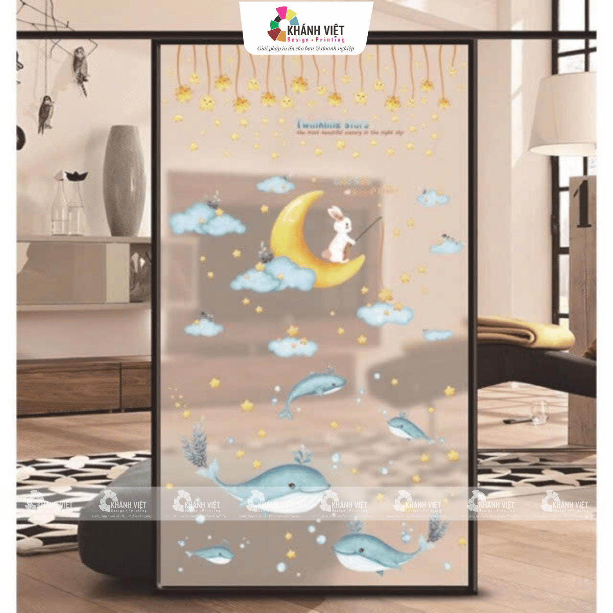Trang trí cửa kính decal 2 mặt